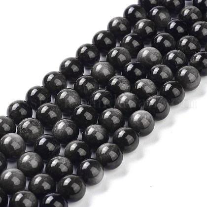 Natural Silver Obsidian Beads Strands US-G-D083-01A-1