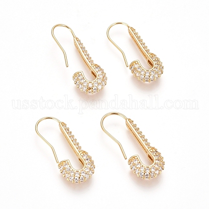 Brass Micro Pave Cubic Zirconia Dangle Earrings US-ZIRC-D118-02G-1