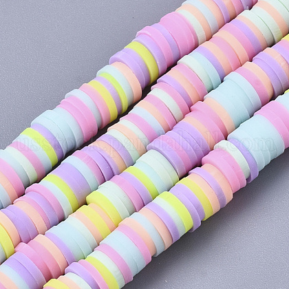 Handmade Polymer Clay Beads Strands US-CLAY-R089-6mm-087-1