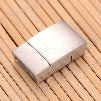 Matte 304 Stainless Steel Rectangle Magnetic Clasps with Glue-in Ends US-STAS-I045-05A-1