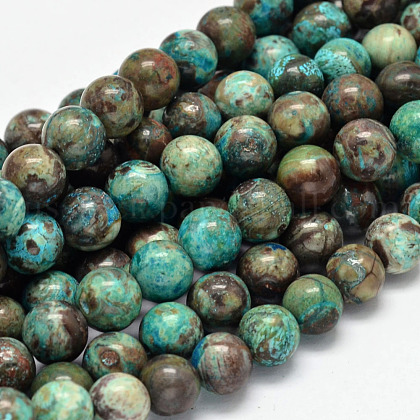 Dyed Natural Ocean Agate/Ocean Jasper Round Beads Strands US-G-E331-31-1