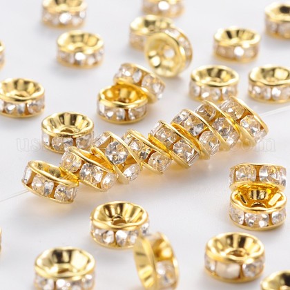 Iron Rhinestone Spacer Beads US-RB-A009-8MM-G-1