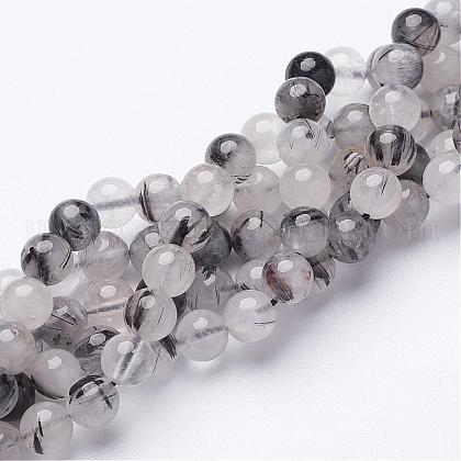 Natural Black Rutilated Quartz Beads Strands US-G-D295-6mm-1