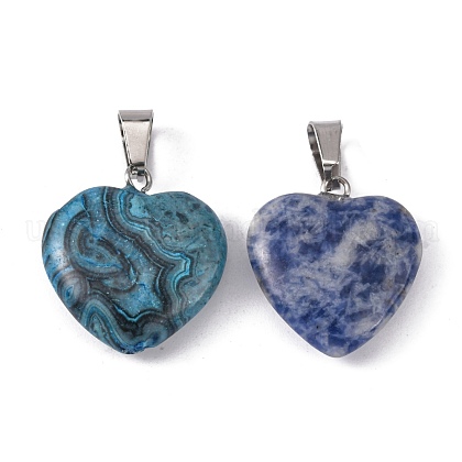 Heart Natural & Synthetic Mixed Stone Pendants, with Platinum Tone ...