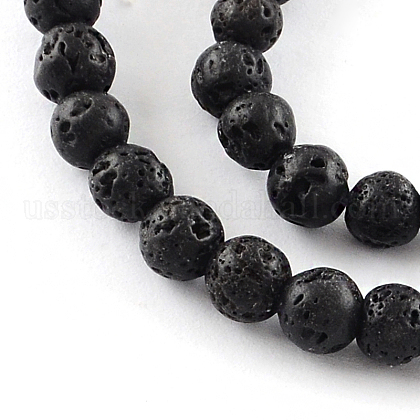 Natural Dyed Lava Rock Gemstone Round Bead Strands US-G-R293-03-1