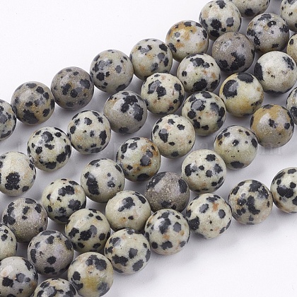 Natural Dalmatian Jasper Stone Bead Strands US-G-R193-14-8mm-1