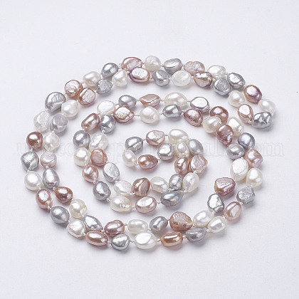 Natural Pearl Beaded Necklaces US-NJEW-P149-01C-1
