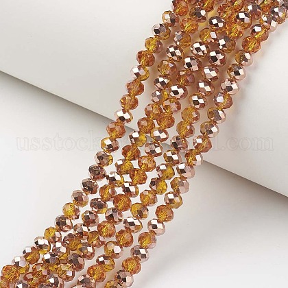 Electroplate Transparent Glass Beads Strands US-EGLA-A034-T8mm-N16-1