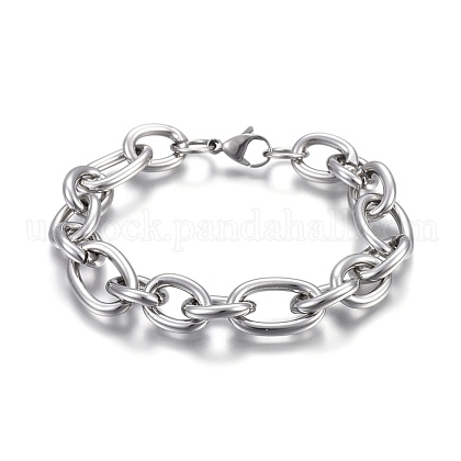 304 Stainless Steel Cross Chain Bracelets US-BJEW-L634-11P-1