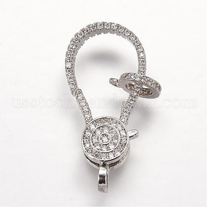 Brass Micro Pave Cubic Zirconia Lobster Claw Clasps US-ZIRC-G095-54P-1