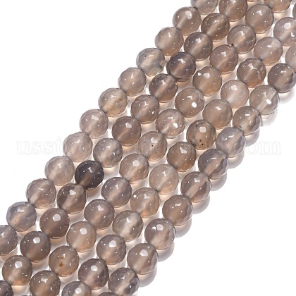 Natural Grey Agate Beads Strands US-G-G067-8mm-1-1