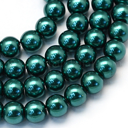 Baking Painted Pearlized Glass Pearl Round Bead Strands US-HY-Q330-8mm-79-1