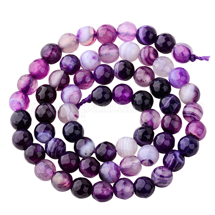 Faceted Round Natural Madagascar Agate Beads Strands US-G-PH0006-01-1