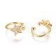 Golden Plated Brass Micro Pave Cubic Zirconia Cuff Earrings US-EJEW-L244-36G-2