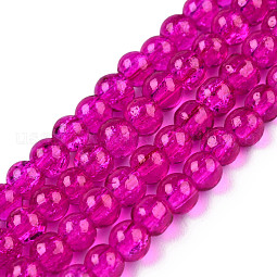 Spray Painted Crackle Glass Beads Strands US-CCG-Q001-4mm-08