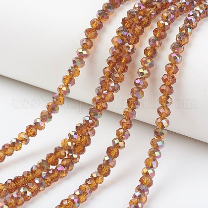 Electroplate Transparent Glass Beads Strands US-EGLA-A034-T8mm-R14-1