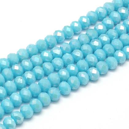 Electroplate Opaque Solid Color Crystal Glass Rondelle Beads Strands US-EGLA-F045A-03AB-1