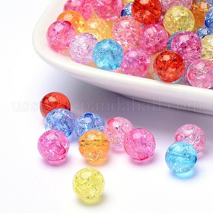 Transparent Crackle Acrylic Beads US-CACR-R008-10mm-M-1