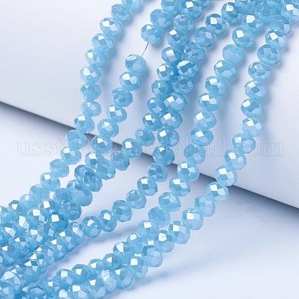 Electroplate Glass Beads Strands US-EGLA-A034-J8mm-A06-1