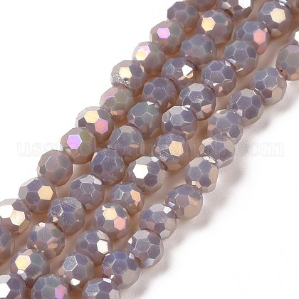 Faceted(32 Facets) Round Full Rainbow Plated Electroplate Glass Beads Strands US-EGLA-J130-FR12-1