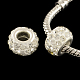 Polymer Clay Rhinestone European Large Hole Beads with Silver Color Plated Brass Cores US-FPDL-R002-16-1