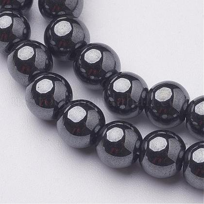 6MM Black AAA Grade Round Non-Magnetic Synthetic Hematite Beads Strands US-X-G-H1072-1-1