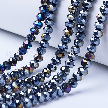 Electroplate Glass Beads Strands US-EGLA-A034-P6mm-B01-1