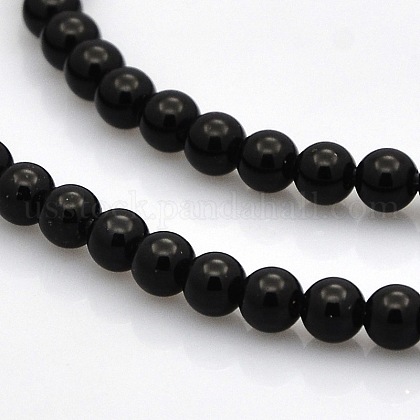 Round Natural Black Onyx Beads Strands US-G-N0120-26-4mm-1