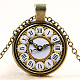 Clock Pattern Flat Round Glass Pendant Necklaces US-NJEW-N0051-031A-01-1