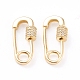 Brass Micro Pave Clear Cubic Zirconia Screw Carabiner Lock Charms US-ZIRC-L093-51G-1
