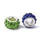Polymer Clay Rhinestone European Large Hole Beads with Silver Color Plated Brass Cores US-FPDL-R002-M-2