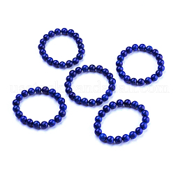 Natural Dyed Lapis Lazuli Beaded Stretch Bracelet US-BJEW-F203-11