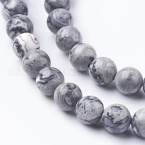 Natural Map Stone/Picasso Stone/Picasso Jasper Beads Strands US-G-G047-6mm