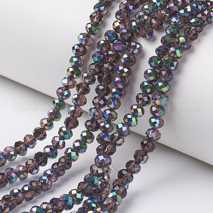 Electroplate Transparent Glass Beads Strands US-EGLA-A034-T8mm-Q05-1
