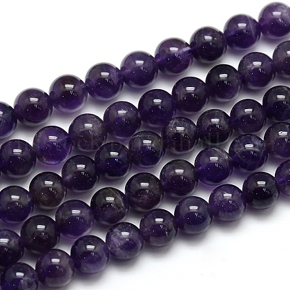 Natural Amethyst Round Bead Strands US-G-L170-8mm-01-1