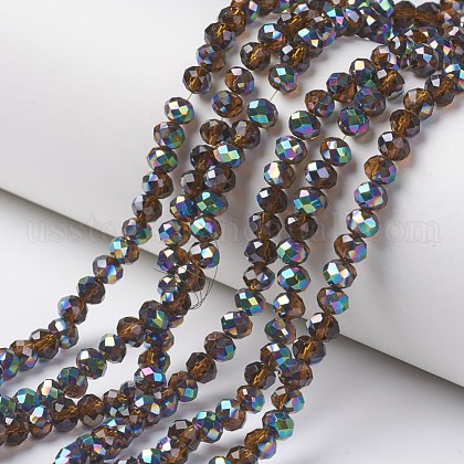 Electroplate Transparent Glass Beads Strands US-EGLA-A034-T8mm-Q01-1