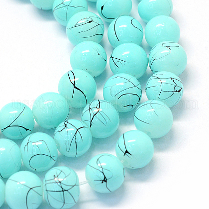 Baking Painted Glass Round Bead Strands US-X-DGLA-Q019-8mm-74-1