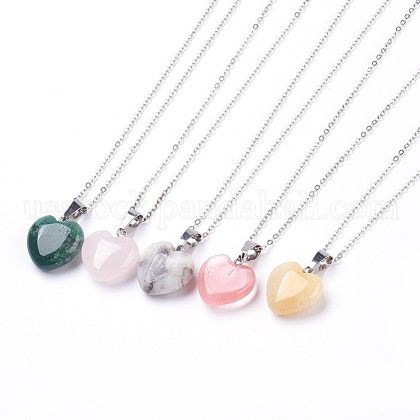 Natural & Synthetic Gemstone Pendant Necklaces US-NJEW-JN02162-1