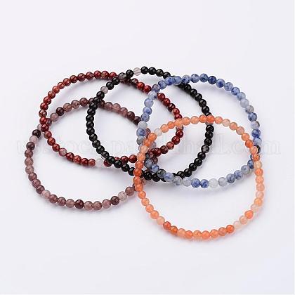 Natural Mixed Stone Stretch Bracelets US-BJEW-JB02460-1