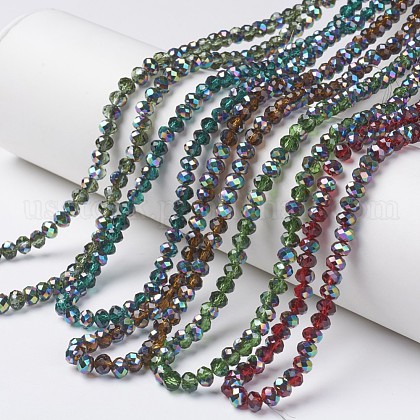 Electroplate Transparent Glass Beads Strands US-EGLA-A034-T6mm-Q-1