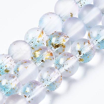Frosted Spray Painted Glass Beads Strands US-GLAA-N035-03C-C07-1