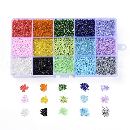 15 Colors 12/0 Glass Seed Beads US-SEED-X0052-04-2mm-1