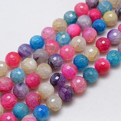 Natural Agate Round Beads Strand US-G-L084-14mm-09-1