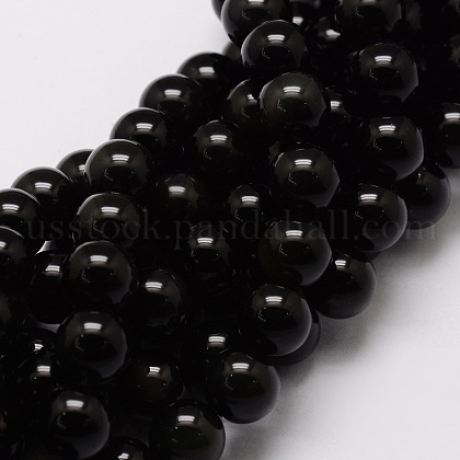 Natural Obsidian Round Beads Strands US-G-G735-19-8mm-1