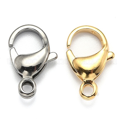 2 Colors 304 Stainless Steel Lobster Claw Clasps US-STAS-AB16-PG-1