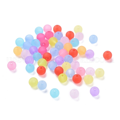 6mm Mixed Transparent Round Frosted Acrylic Ball Bead US-X-FACR-R021-6mm-M-1