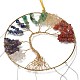 Chakra Flat Round with Tree of Life Wire Wrapped Wind Chimes US-HJEW-H054-01-2