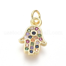 Brass Micro Pave Cubic Zirconia Charms US-ZIRC-I032-52G