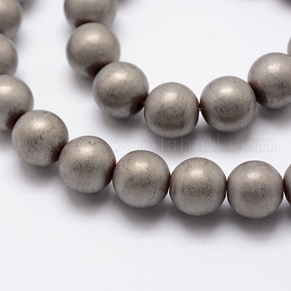 Electroplate Non-magnetic Synthetic Hematite Beads Strands US-G-R363-8mm-03-1