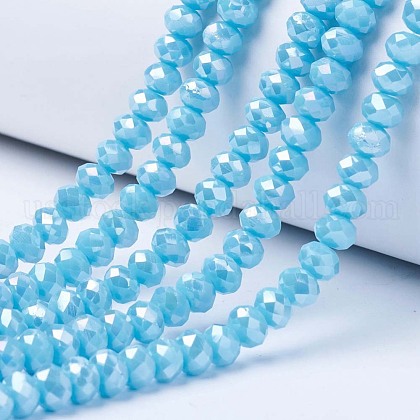 Electroplate Glass Beads Strands US-EGLA-A034-P6mm-B15-1